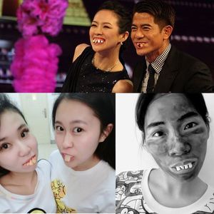 网红搞笑假牙套万圣节恐怖吸血鬼假牙搞怪龅牙丑大黄牙抖音新奇特