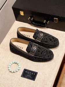 gucci古奇古驰男鞋专柜2018春夏新款经典双g百搭休闲一脚蹬豆豆鞋