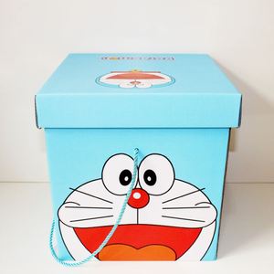 蓝胖子零食大礼包卡通机器猫kt猫深蓝色礼品盒包装纸盒零食礼盒子