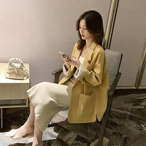 西装外套女2024年新款韩版宽松休闲小个子气质时尚条纹小西服上衣