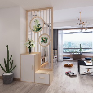 北欧进门玄关隔断柜实木现代简约装饰入户屏风隔断客厅移动鞋柜