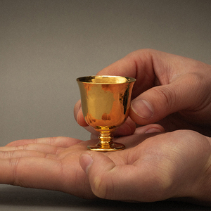 金米黄金品酒杯999足金手工一口杯白酒杯酒具家用高脚杯礼品单个