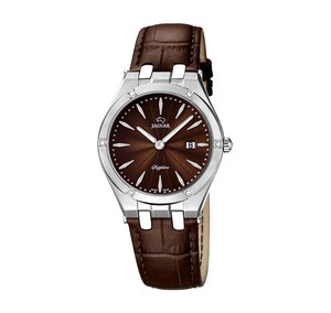 捷豹jaguar j674/2蓝宝石防刮棕色皮革石英休闲彩银男士手表腕表