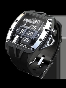 原装德文devon tread 2 闪亮奢侈男士机械手表黑色不锈钢红色皮革