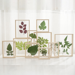 实木创意双面玻璃植物标本相框原木色立体画框透明木质相框定制
