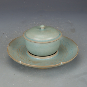 宋瓷器宋代汝窑青釉盖碗茶盏杯盏仿古瓷器古董古玩五大名窑收藏品