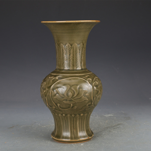 宋瓷收藏宋代龙泉窑酱色釉敞口瓶仿古瓷器古董古玩旧货收藏品花瓶