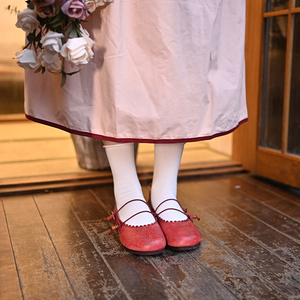 2024春夏复古玛丽珍女鞋法式红色舞蹈鞋真皮单鞋复古小红鞋芭蕾鞋