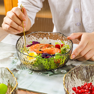 玻璃碗耐高温饭碗沙拉碗家用透明大号水果碗高颜值吃面的汤碗餐具