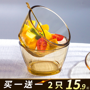 玻璃碗单个人饭碗家用高颜值餐具耐高温蒸蛋碗碟套装沙拉水果小碗