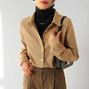 搭配衬衫加绒加厚德绒打底衫女冬季高领叠穿长袖保暖内搭上衣黑色