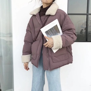 MISS贾 中长款棉衣女oversize宽松棉服2023冬装新款羊毛羔外套潮