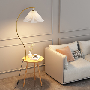 北欧落地灯卧室床头ins少女风实木客厅沙发旁边设计感一体式台灯