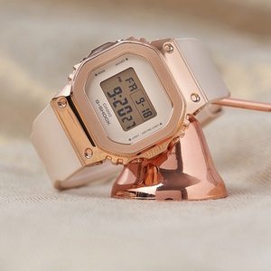 代购casio卡西欧手表女g-shock小方表玫瑰金粉色不锈钢数显女表