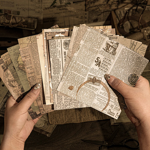 言己文创素材纸diy手帐装饰打底地图报纸书信花朵 欧洲复古中世纪