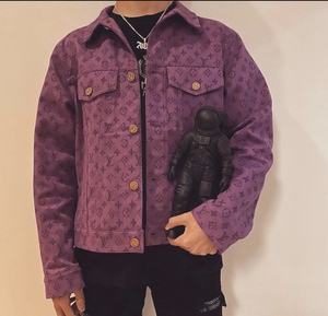 一号男人5淘宝【supx】lv路易威登 蓝色 老花 满logo 牛仔衣外套