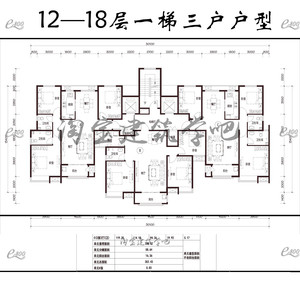 一梯三户户型图
