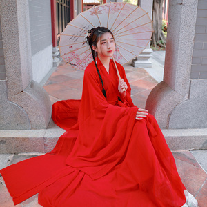 古典舞蹈服女飘逸红昭愿红颜演出服装汉服中国风夏季仙气红色古装