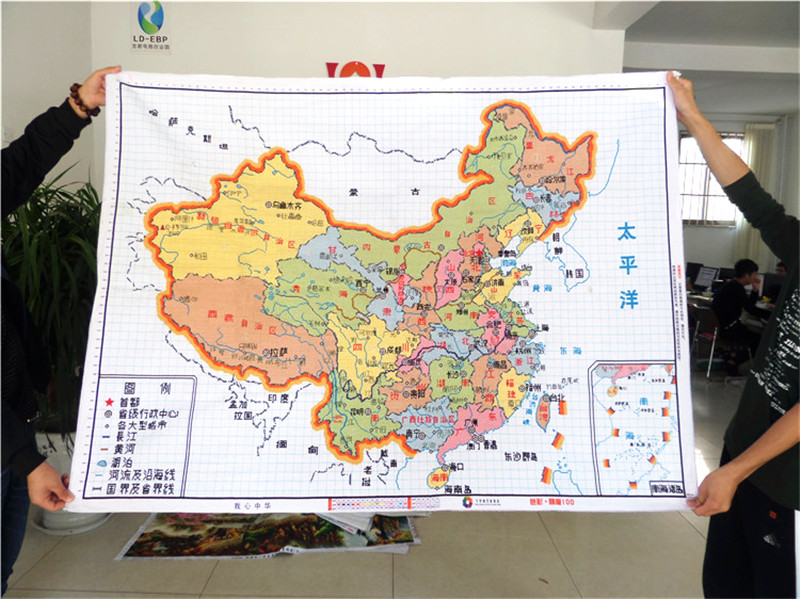 中国地图十字绣成品