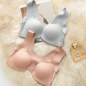 前扣内衣女聚拢小胸加厚调整型性感美背无痕宽肩带背心式文胸夏季