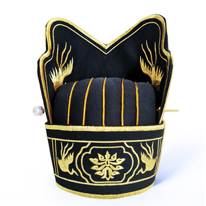 布许原创汉服男装祭祀帽汉婚帽成人礼刺绣花帽定制汉服祭祀帽拜天