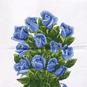 玫瑰情人蓝十字绣