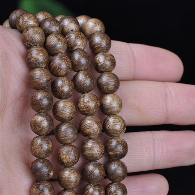 印尼马泥涝沉香手串黑油底老料虎斑沉香佛珠手链8mm108颗男女念珠