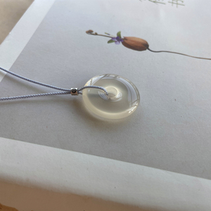 烟·天然冰种烟灰玉髓 平安扣吊坠 女生小众清新玉髓颈坠项链