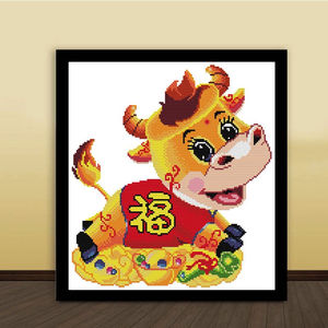 福牛十字绣十二生肖属相牛小件儿童手工线绣简单绣动物系列手工礼