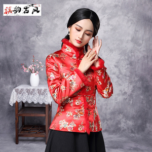 织锦缎旗袍上衣长袖