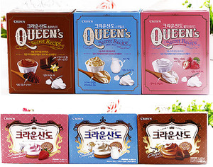 韩国进口零食品可拉奥crown山都夹心饼干161g 奶油草莓巧克力口味