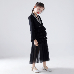 儿童礼服模特比赛服装女童走秀童模时尚潮服高端西装主持人演出服