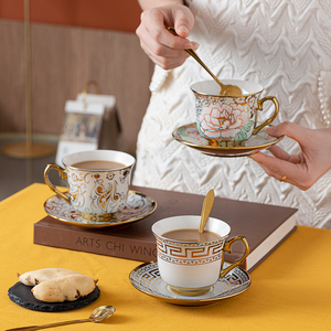 新款咖啡杯套装欧式小奢华家用骨瓷陶瓷茶杯马克杯现代轻奢 220ml