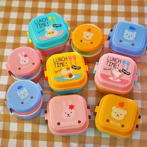 日式小动物便当盒可爱儿童点心盒双层饭盒零食盒便携宝宝水果盒