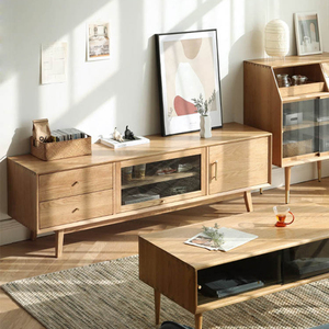 北欧实木电视柜茶几组合白橡木日式小户型现代简约原木色风格家具