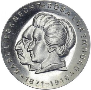 期货 德国东德1971年李卜克内西和卢森堡20马克纪念银币