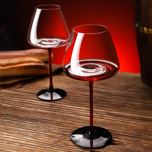 红领结勃艮第酒杯轻奢水晶玻璃高脚杯红酒杯大肚葡萄酒杯高档套装