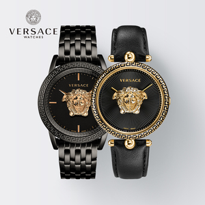 范思哲情侣对表一对 瑞士正品男表美杜莎防水石英表女表versace手表