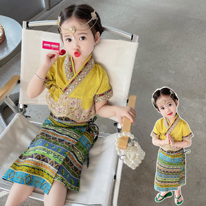 女童少数民族服装夏泰国泼水节云南旅游穿搭傣族舞蹈裙子儿童度假