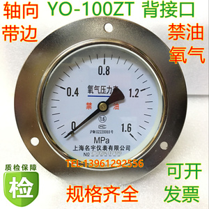 面板式氧压表YO-100ZT轴向禁油氧气压力表气压带安装孔1.6mpa正品