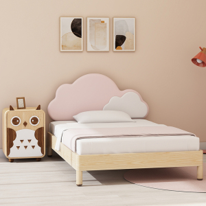 北欧云朵实木儿童床卡通女孩公主床1.2一米五小孩单人床男孩原创