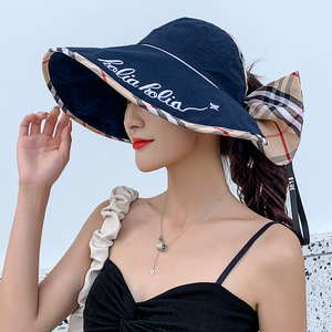 遮阳帽女防晒防紫外线大沿帽渔夫帽夏季遮脸空顶夏日露顶太阳帽子