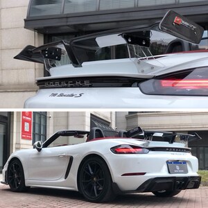 适用于保时捷718碳纤维尾翼 boxster改装cmst免打孔粘贴式gt尾翼
