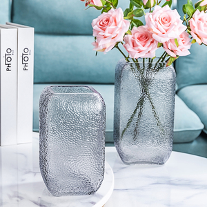 现代简约珠点花瓶摆件玻璃客厅透明插花干花装饰大号手工小清新