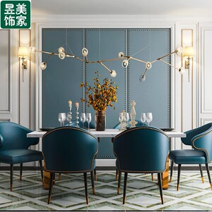 欧美式复古卧室床头客厅电视轻奢华泡钉铆钉硬包背景墙面装饰造型