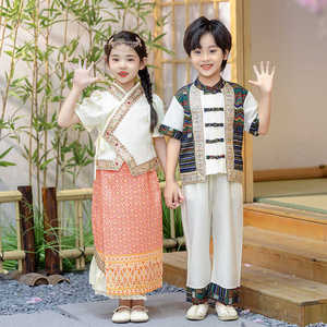 少数民族服装男女童傣族服夏季云南旅游套装幼儿园六一儿童演出服