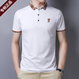 新款巴宝莉纯色翻领短袖t恤纯棉男士品牌体恤名牌polo衫潮衣服