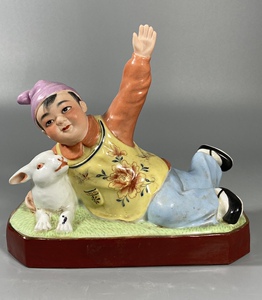 991人付款淘宝景德镇老厂货雕塑瓷厂陶瓷孔雀蓝釉鼓狮一对 老物件