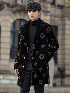 高端潮式ing&lv/缨旅秋冬皮草大衣外套男士金貂绒中长款风衣潮流