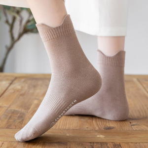 新疆棉纯棉长袜春秋防臭日系防掉白色女袜秋冬全棉中筒袜女士